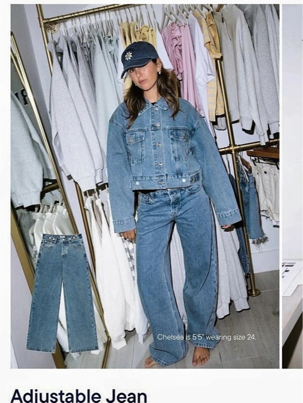 PARKE Adjustable Jean Straight Leg Jeans in Blue Like New